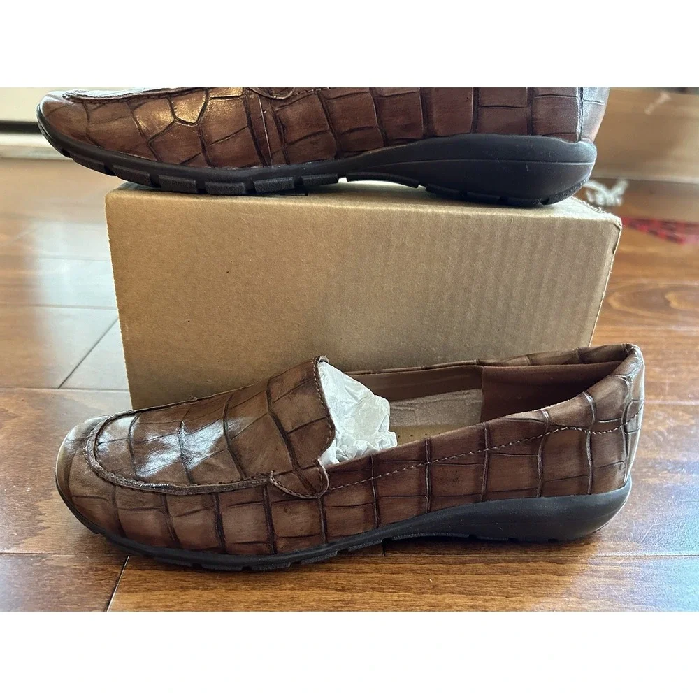 Easy Spirit Womens‎ 6 M Abide Croco Print Casual Flats Loafers  Womens Brown NEW